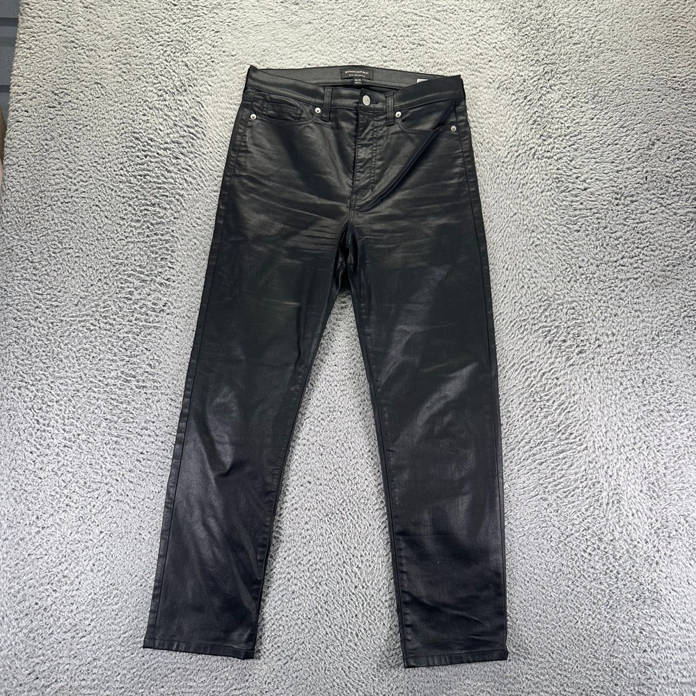 Banana Republic Jeans Womens 10 Black Cotton Straight Slim Workwear Stretch‎